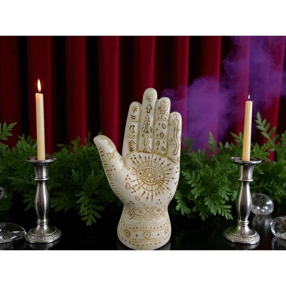 Mystical Witchy Palmistry Hand Statue Palm Reading Boho Psychic Decor 5" - Picture 4 of 9